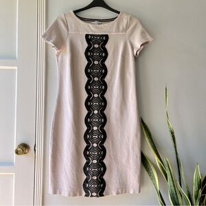 BODEN• Cream & Black Embroidered Cotton Shift•sz 8
